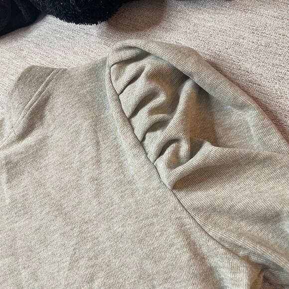 7 FOR ALL MANKIND Puff‎ Sleeve Button Up Cardigan Sweater Small Taupe Cream NWT - Picture 5 of 6